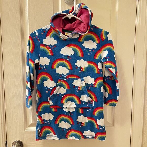 Mini Boden Rainbow Swim Dress Cover Up Towelling Terry Hooded Girls Size 7-8 - Picture 1 of 11